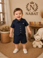 ست پسرانه دیپلمات نبات شامل جلیقه، شلوارک، پاپیون و پیراهن آستین کوتاه