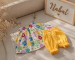 تاپ شلوارک دخترانه شکوفه بهاری نخی مناسب نوزاد تا ۹ سال